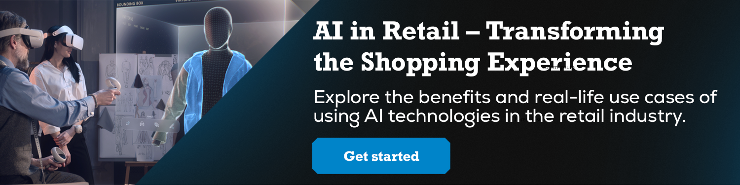 A promotion banner leading to a blog article about the use of AI in Retail.