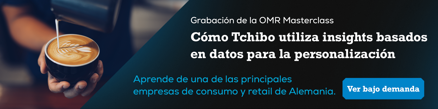 Un banner de promoción que lleva a una grabación de una Masterclass OMR de NETCONOMY y Tchibo.